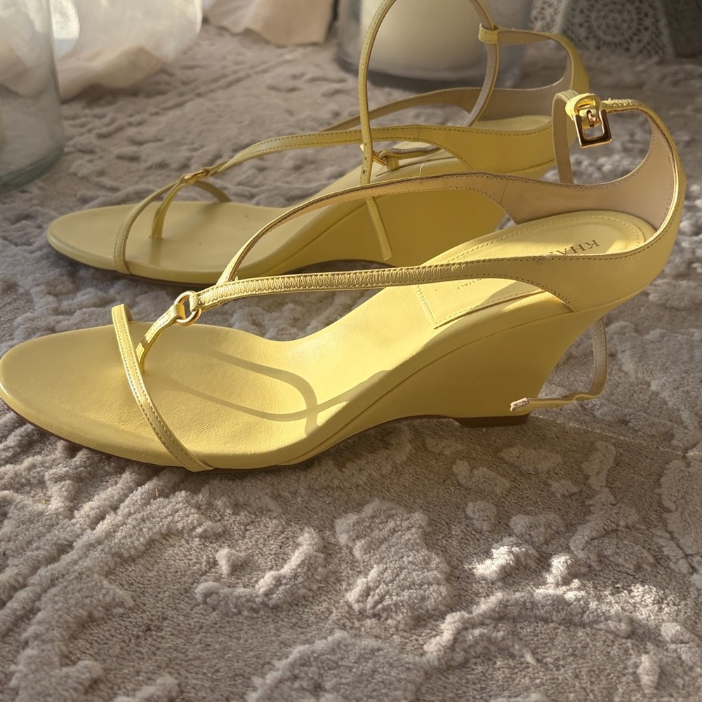 NWT Khaite Marion Yellow Wedge Sandals EU 38.5 | US 7.5